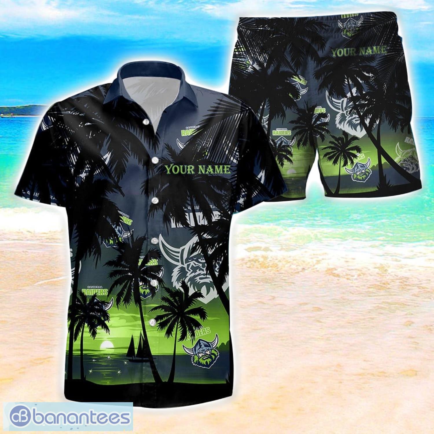 canberra raiders nrl hawaiian shirt and shorts personalized name coconut tree pattern beach shirt image Canberra Raiders NRL Hawaiian Shirt And Shorts Personalized Name Coconut Tree Pattern Beach Shirt Product Photo 1