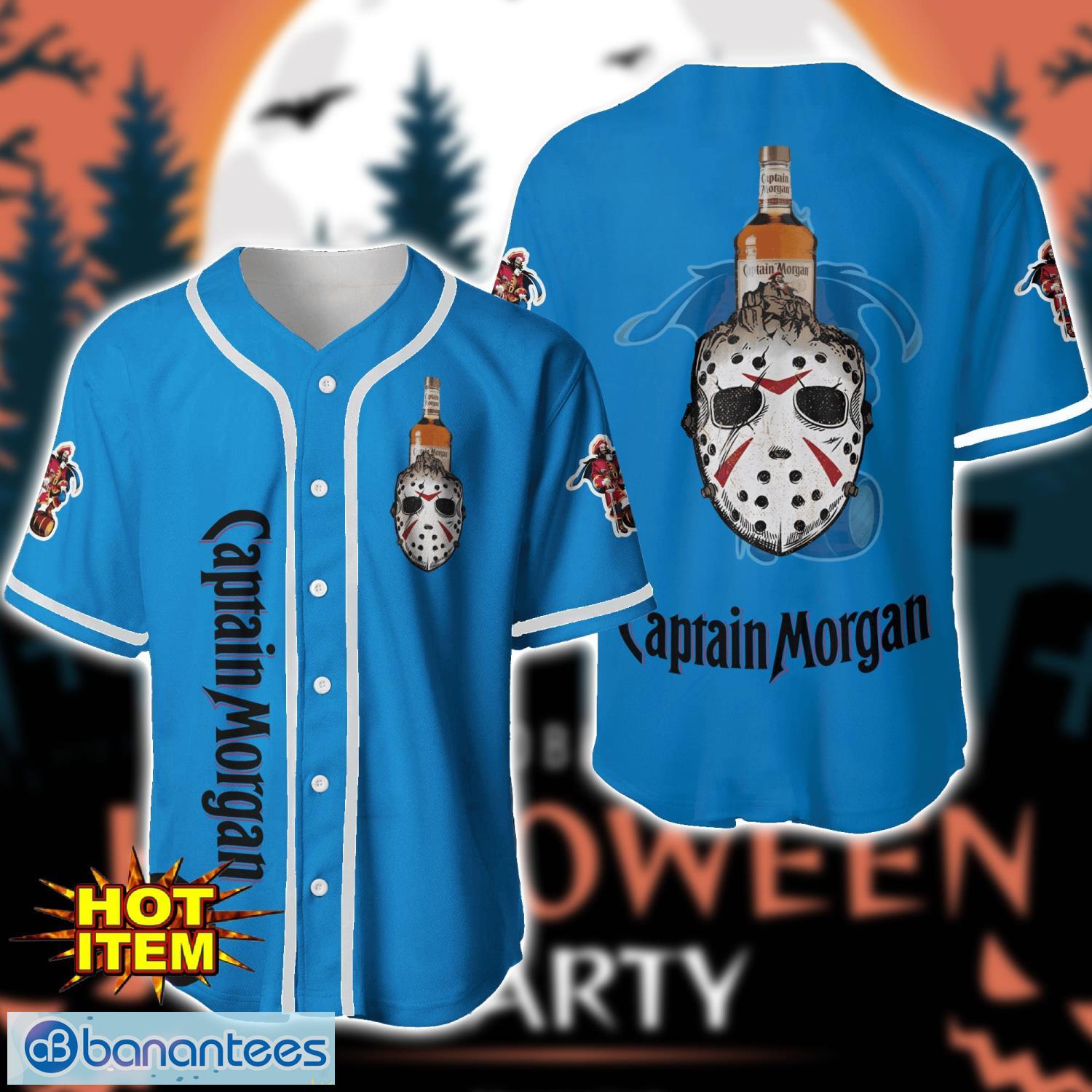 captain morgan horror face baseball jersey shirt halloween gift image Captain Morgan Horror Face Baseball Jersey Shirt Halloween Gift Product Photo 1