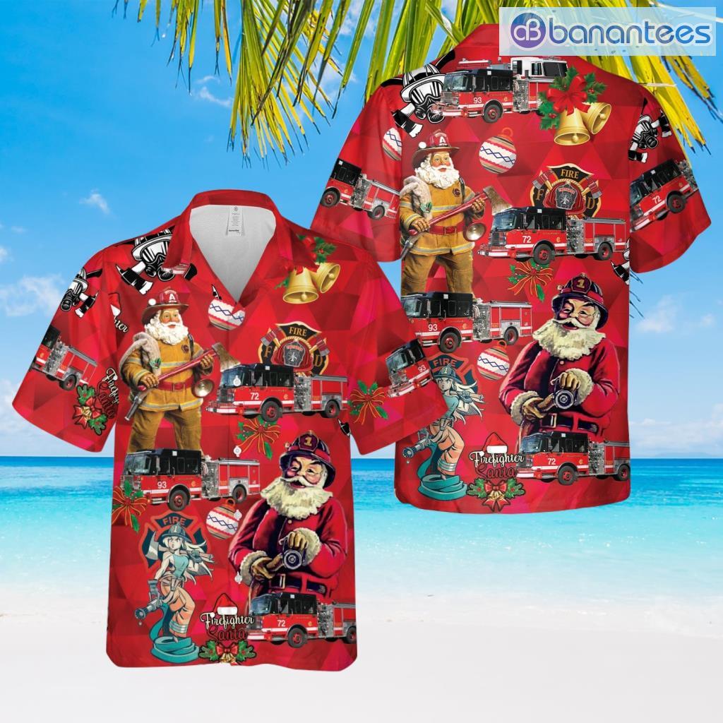 chicago fire department cfd fire engine christmas hawaiian shirt summer fashion image Chicago Fire Department Cfd Fire Engine Christmas Hawaiian Shirt Summer Fashion Product Photo 1