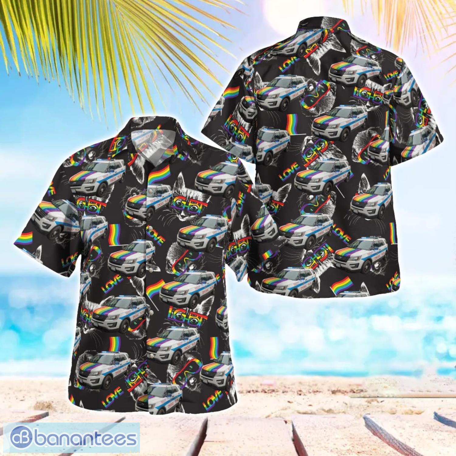 chicago illinois chicago police department lgbt car 3d hawaiian shirt gift for summer image Chicago, Illinois, Chicago Police Department LGBT Car 3D Hawaiian Shirt Gift For Summer Product Photo 1