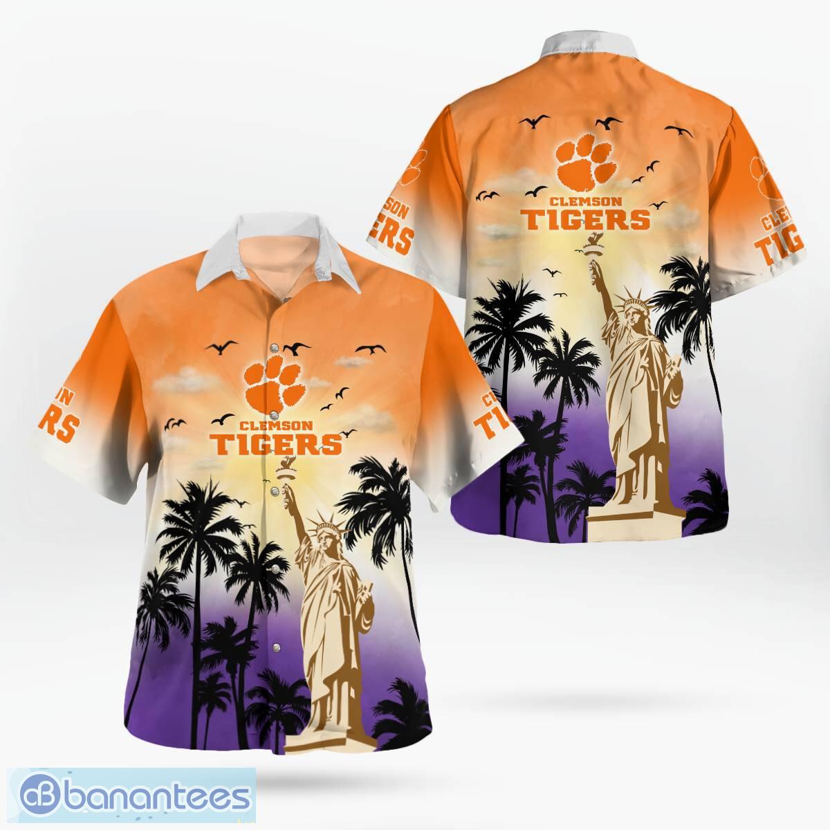 clemson tigers statue of liberty tropical hawaiian shirt for men women image Clemson Tigers Statue of Liberty Tropical Hawaiian Shirt For Men Women - Clemson Tigers Statue of Liberty Tropical Hawaiian Shirt For Men Women