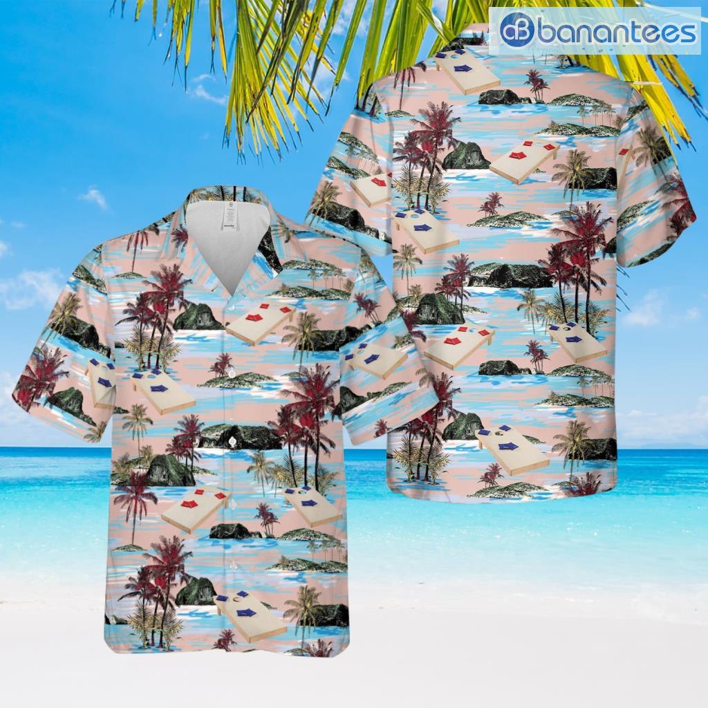 cornhole toss lawn game hawaiian shirt summer fashion image Cornhole Toss Lawn Game Hawaiian Shirt Summer Fashion Product Photo 1