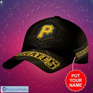 MLB Pittsburgh Pirates Logo Design Honeycomb Pattern Custom Your Name Cap 3D Cap Product Photo 2