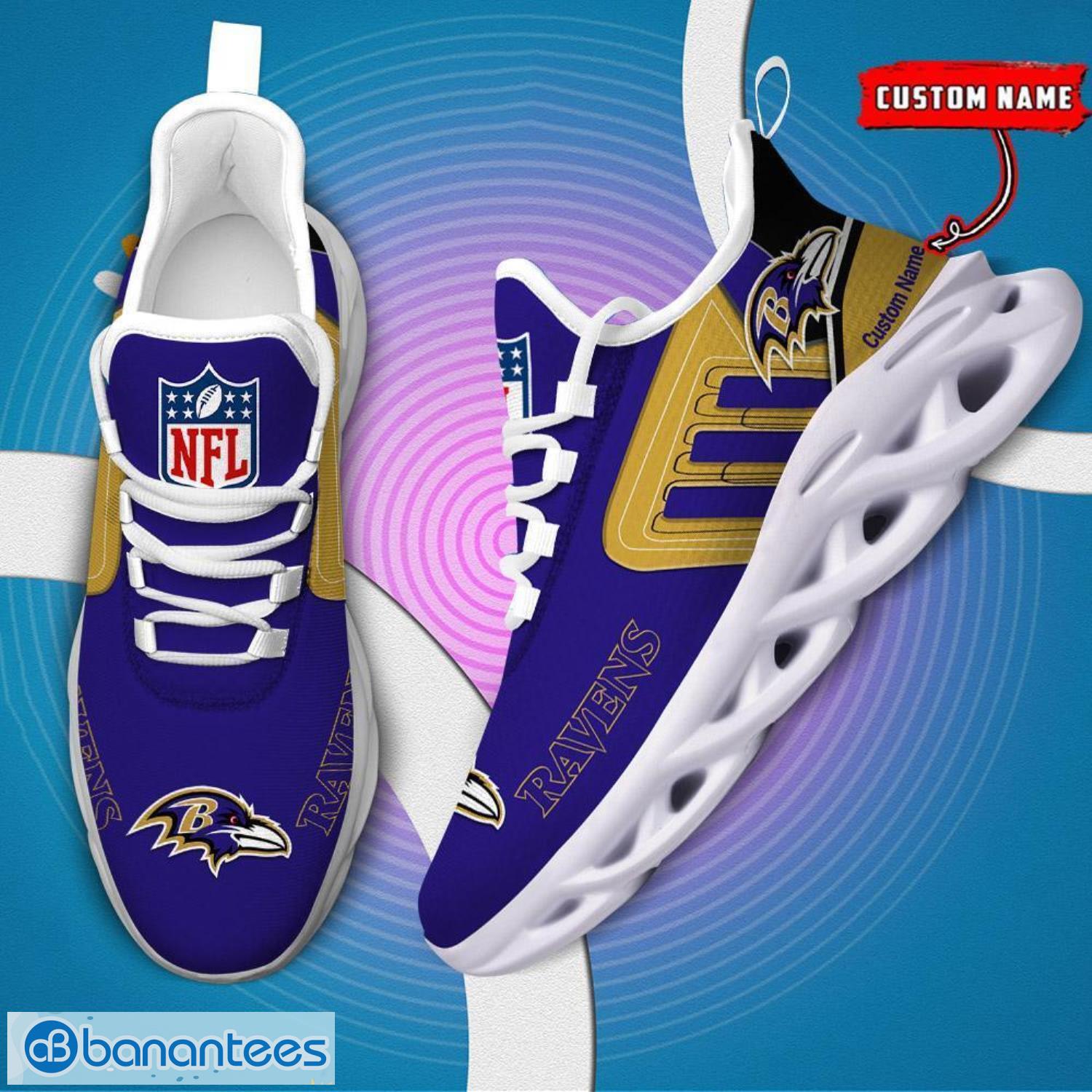 custom name nfl baltimore ravens max soul shoes personalized running sneakers 4 image Custom Name NFL Baltimore Ravens Max Soul Shoes Personalized Running Sneakers Product Photo 5