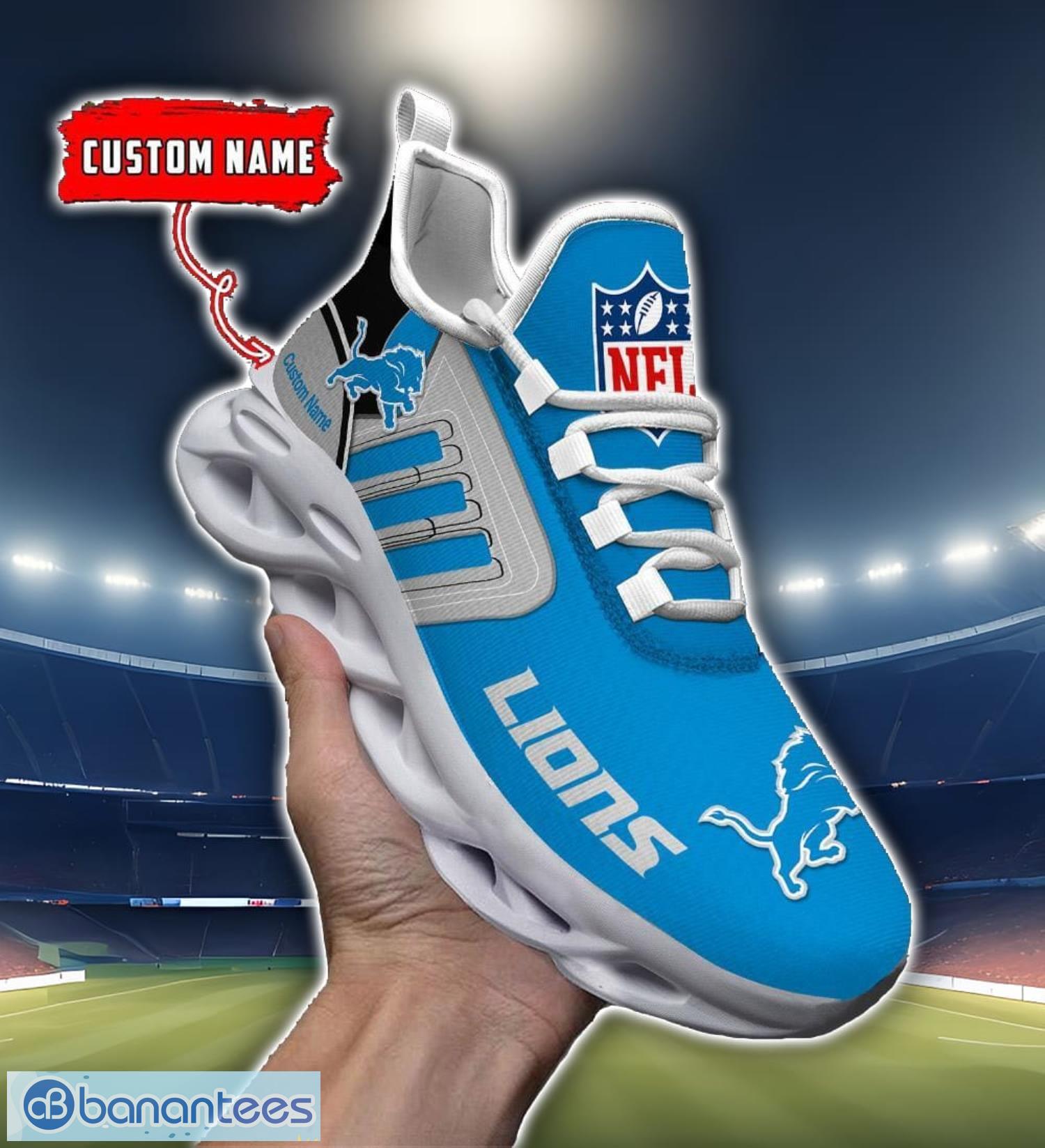 custom name nfl detroit lions max soul shoes personalized running sneakers image Custom Name NFL Detroit Lions Max Soul Shoes Personalized Running Sneakers Product Photo 1
