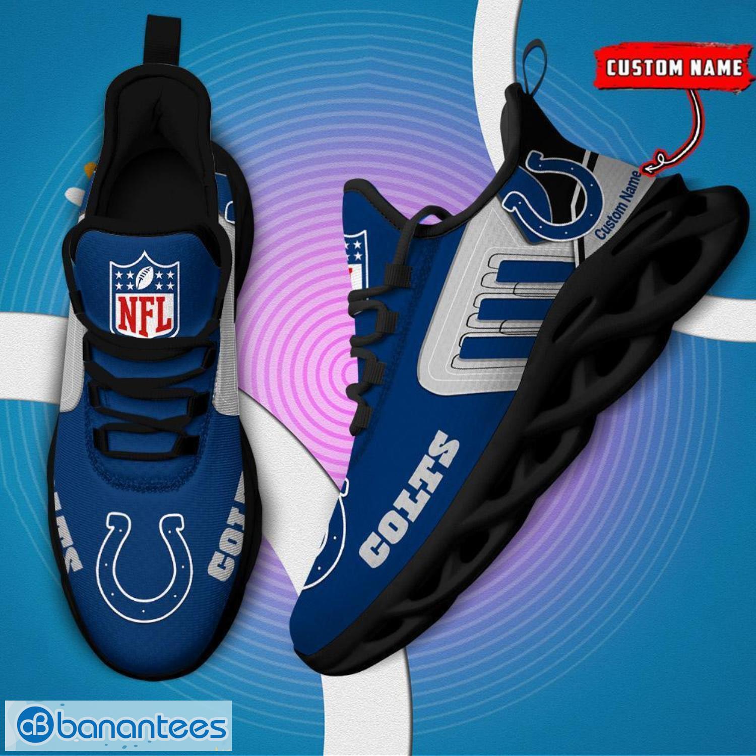 custom name nfl indianapolis colts max soul shoes personalized running sneakers 4 image Custom Name NFL Indianapolis Colts Max Soul Shoes Personalized Running Sneakers Product Photo 5