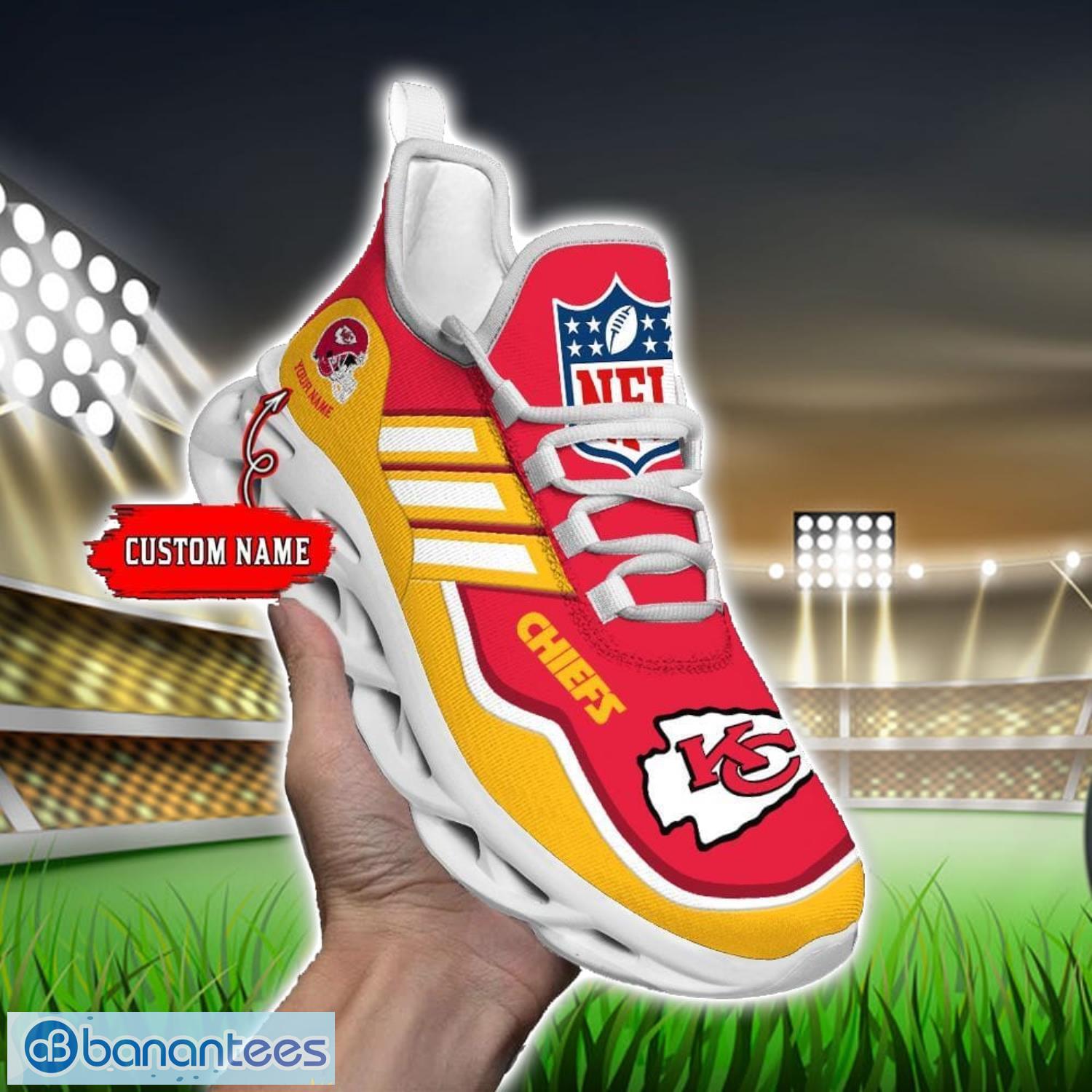 custom name nfl kansas city chiefs sneakers sport team max soul shoes for men women image Custom Name NFL Kansas City Chiefs Sneakers Sport Team Max Soul Shoes For Men Women Product Photo 1
