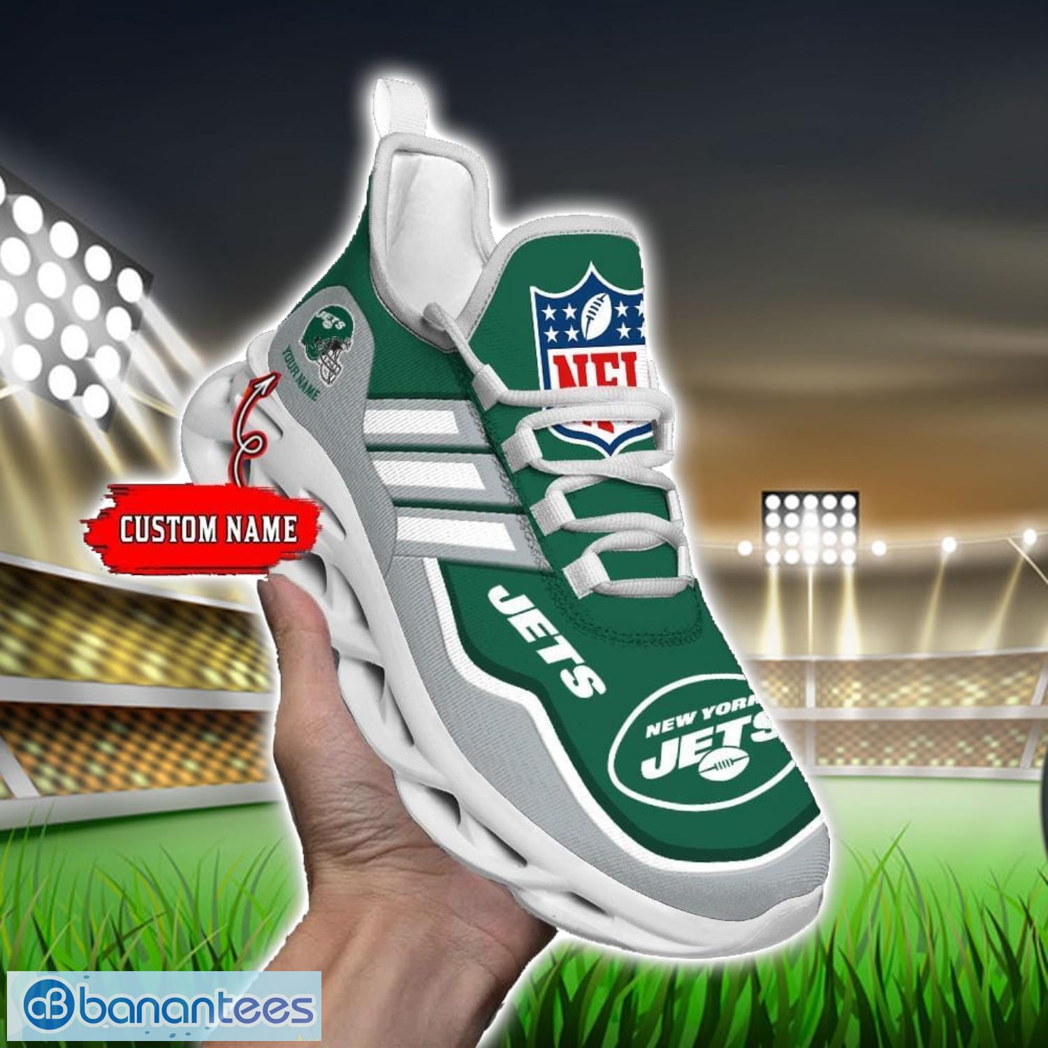 custom name nfl new york jets sneakers sport team max soul shoes for men women image Custom Name NFL New York Jets Sneakers Sport Team Max Soul Shoes For Men Women Product Photo 1
