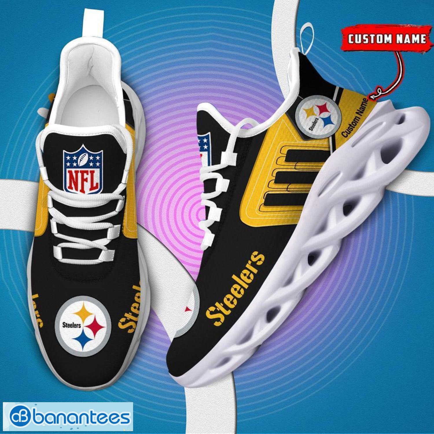 custom name nfl pittsburgh steelers max soul shoes personalized running sneakers 5 image Custom Name NFL Pittsburgh Steelers Max Soul Shoes Personalized Running Sneakers Product Photo 6