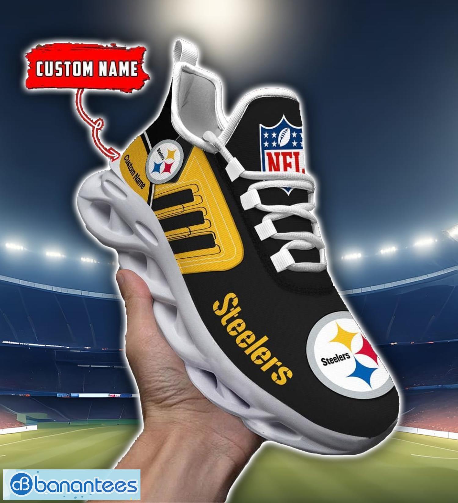 custom name nfl pittsburgh steelers max soul shoes personalized running sneakers image Custom Name NFL Pittsburgh Steelers Max Soul Shoes Personalized Running Sneakers Product Photo 1
