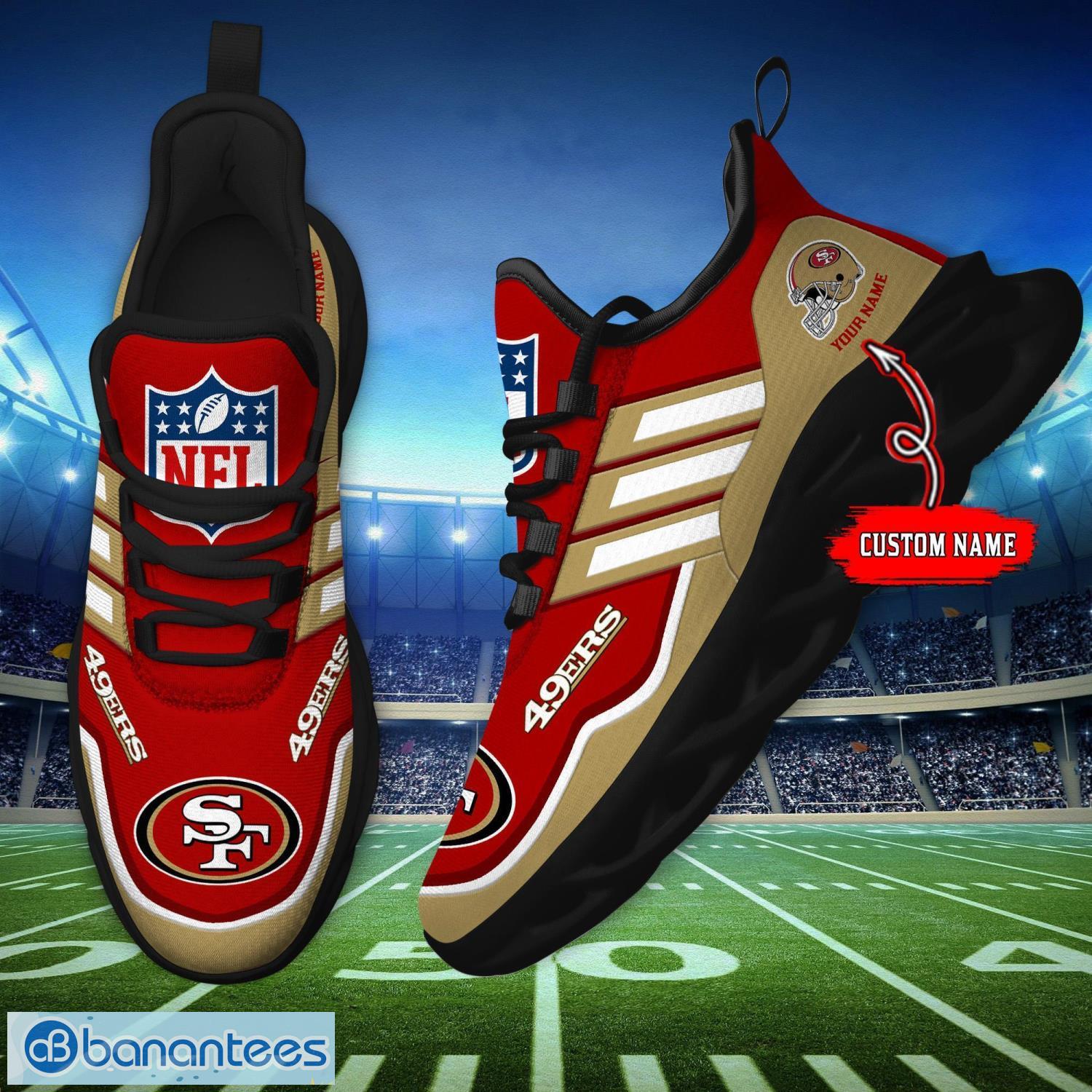 custom name nfl san francisco 49ers sneakers sport team max soul shoes for men women 3 image Custom Name NFL San Francisco 49ers Sneakers Sport Team Max Soul Shoes For Men Women Product Photo 4