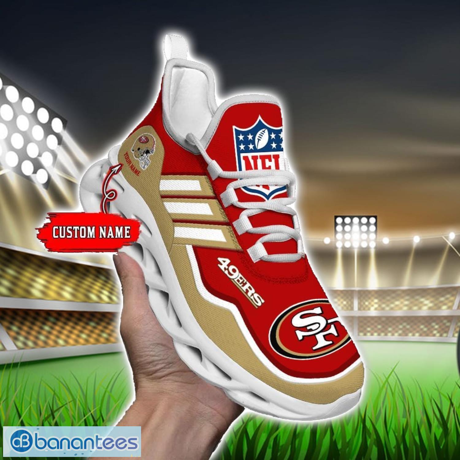custom name nfl san francisco 49ers sneakers sport team max soul shoes for men women image Custom Name NFL San Francisco 49ers Sneakers Sport Team Max Soul Shoes For Men Women Product Photo 1