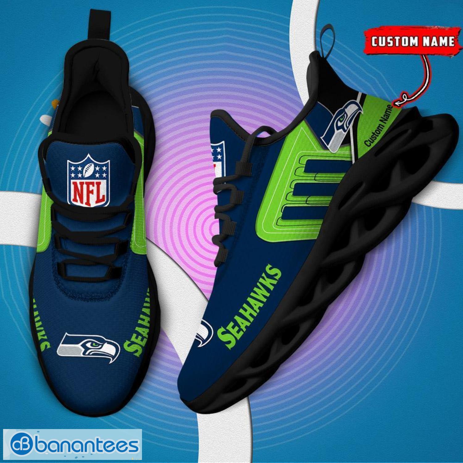 custom name nfl seattle seahawks max soul shoes personalized running sneakers 4 image Custom Name NFL Seattle seahawks Max Soul Shoes Personalized Running Sneakers Product Photo 5