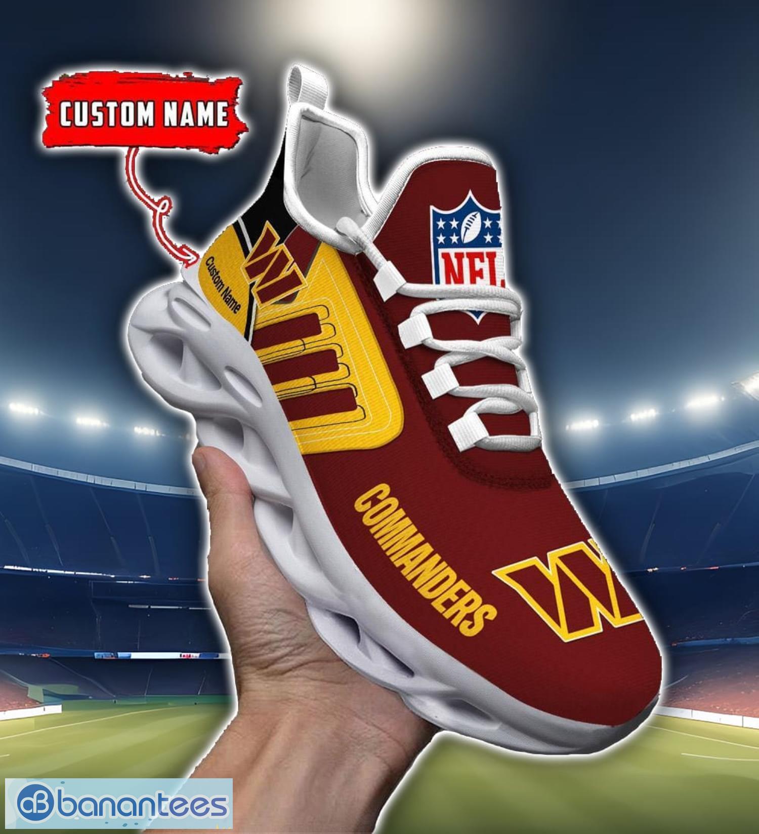 custom name nfl washington commanders max soul shoes personalized running sneakers image Custom Name NFL Washington Commanders Max Soul Shoes Personalized Running Sneakers Product Photo 1