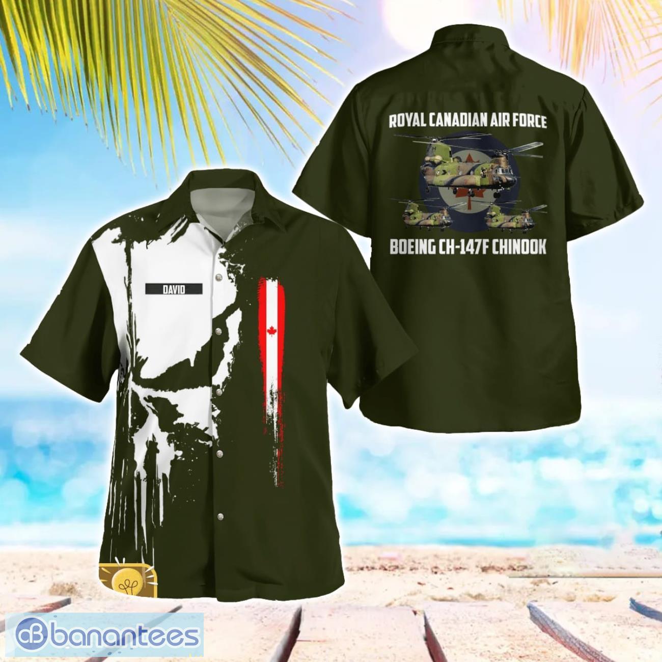 custom name rcaf boeing ch 147f chinook hawaiian shirt gift for summer vacation image Custom Name RCAF Boeing CH-147F Chinook Hawaiian Shirt Gift For Summer Vacation Product Photo 1