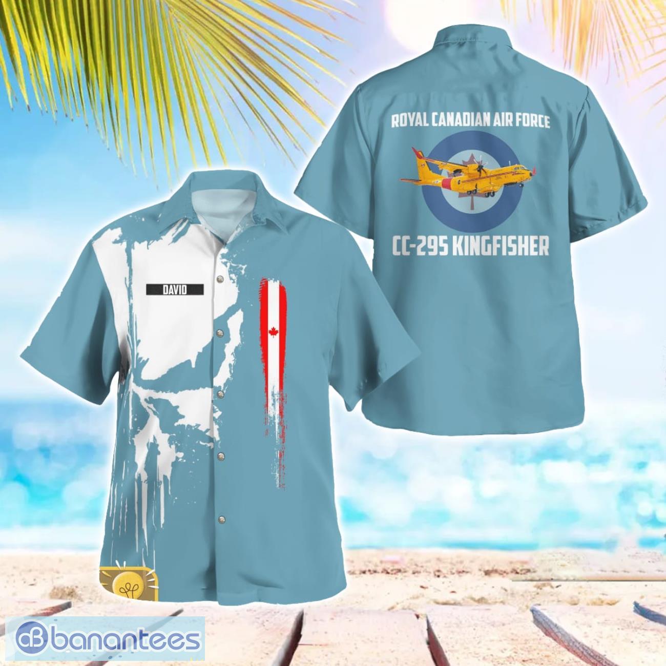 custom name rcaf cc 295 kingfisher hawaiian shirt gift for summer vacation image Custom Name RCAF CC-295 Kingfisher Hawaiian Shirt Gift For Summer Vacation Product Photo 1