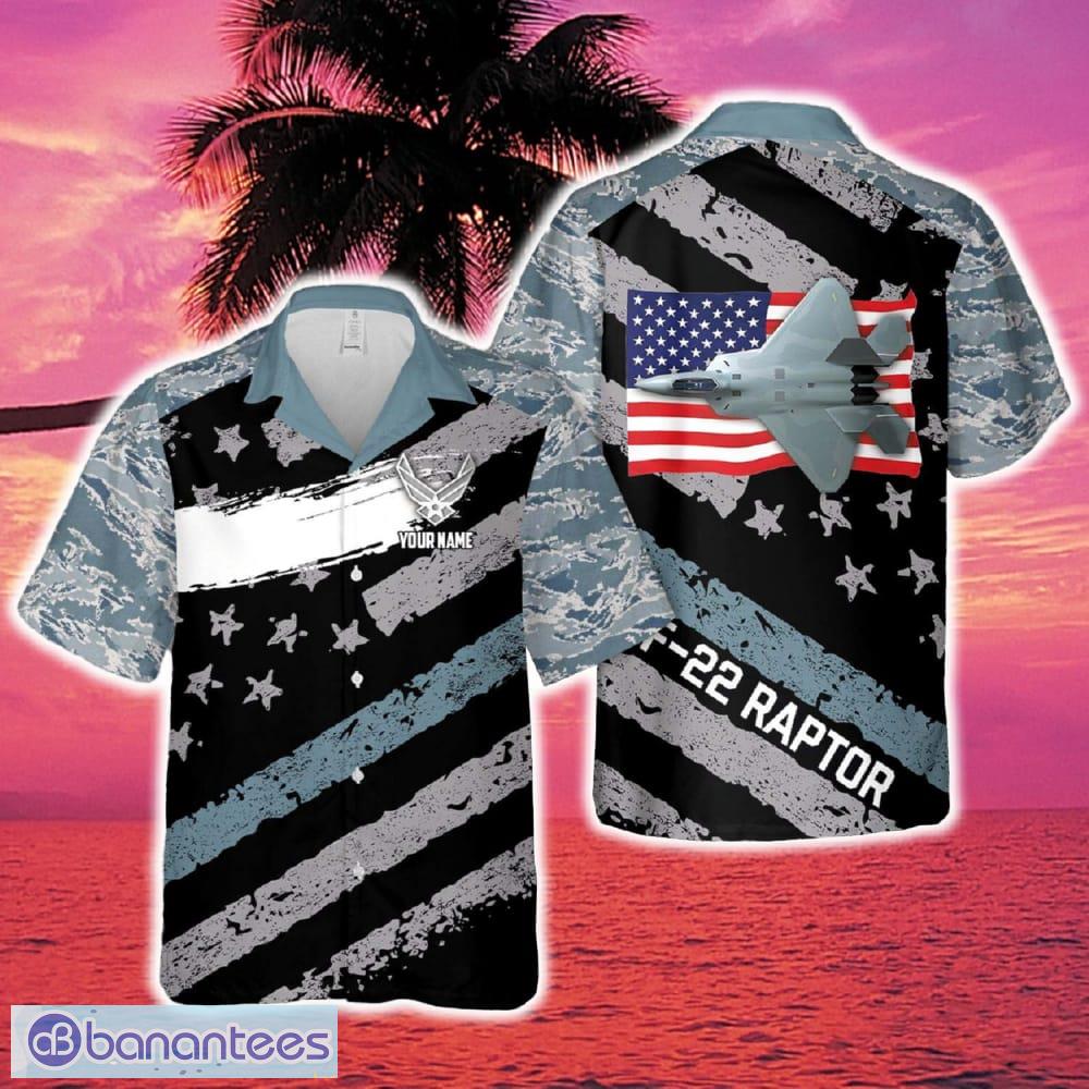 custom name us air force f2 raptor aircraft flag hawaiian shirt image Custom Name US Air Force F2 Raptor Aircraft Flag Hawaiian Shirt - Custom Name US Air Force F2 Raptor Aircraft Flag Hawaiian Shirt