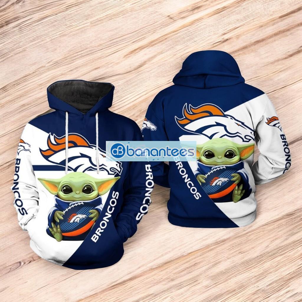 denver broncos nfl baby yoda team 3d hoodie all over print image Denver Broncos NFL Baby Yoda Team 3D Hoodie All Over Print Product Photo 1