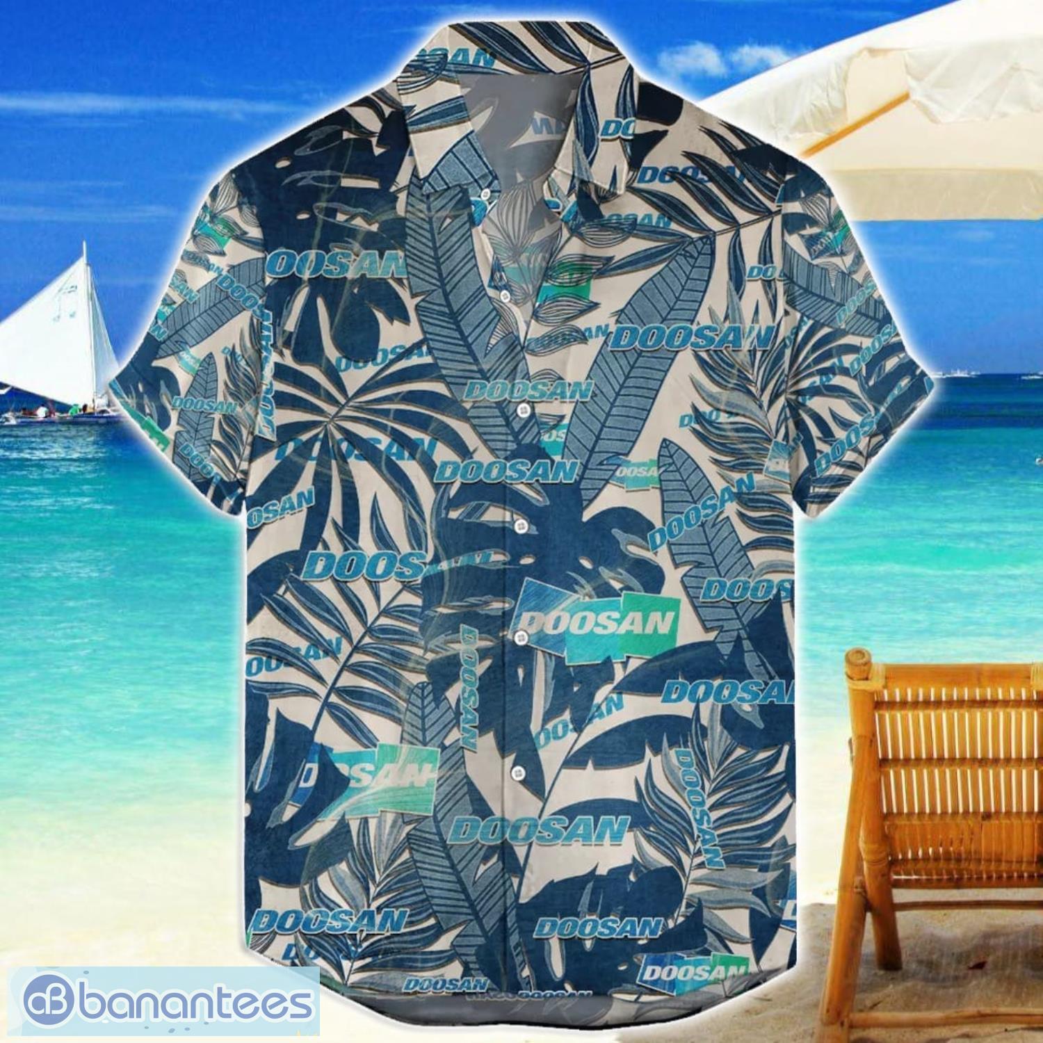 doosan infracore international retro logo hawaiian shirt men women beach shirt summer gift image Doosan Infracore International Retro Logo Hawaiian Shirt Men Women Beach Shirt Summer Gift Product Photo 1