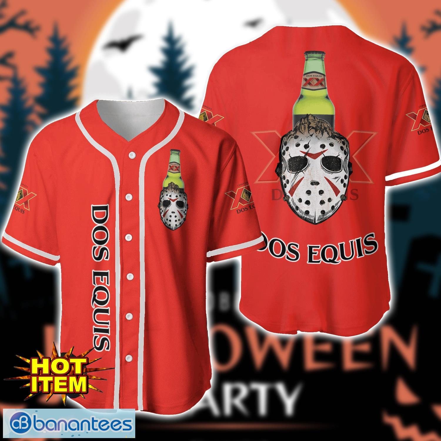 dos equis horror face baseball jersey shirt halloween gift image Dos Equis Horror Face Baseball Jersey Shirt Halloween Gift Product Photo 1