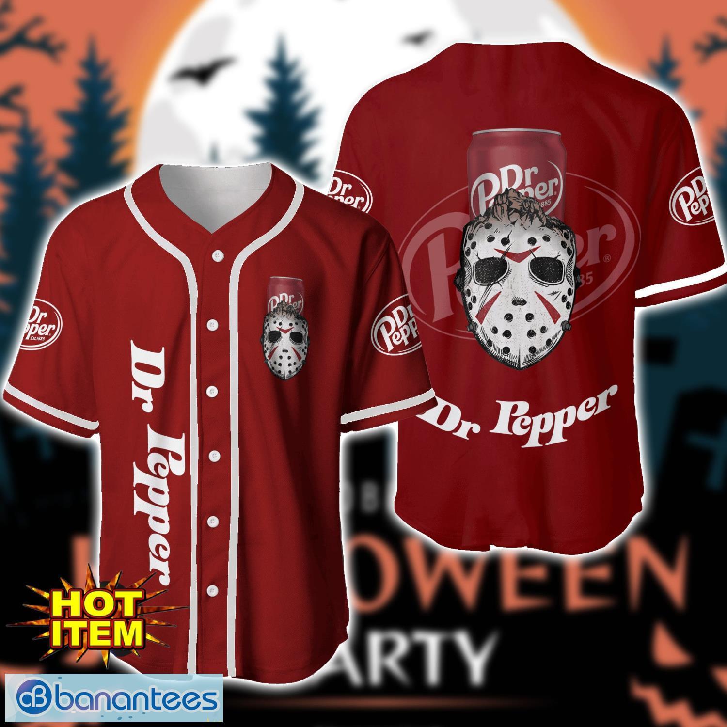 dr pepper horror face baseball jersey shirt halloween gift image Dr Pepper Horror Face Baseball Jersey Shirt Halloween Gift Product Photo 1