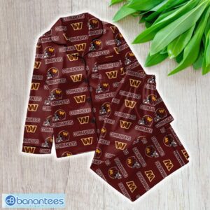 NFL Washington Commanders Satin Long Sleeve Pajamas Set Family For Men Women Gift Christmas - NFL Washington Commanders_Women Satin Long Sleeve Pajamas Set_1