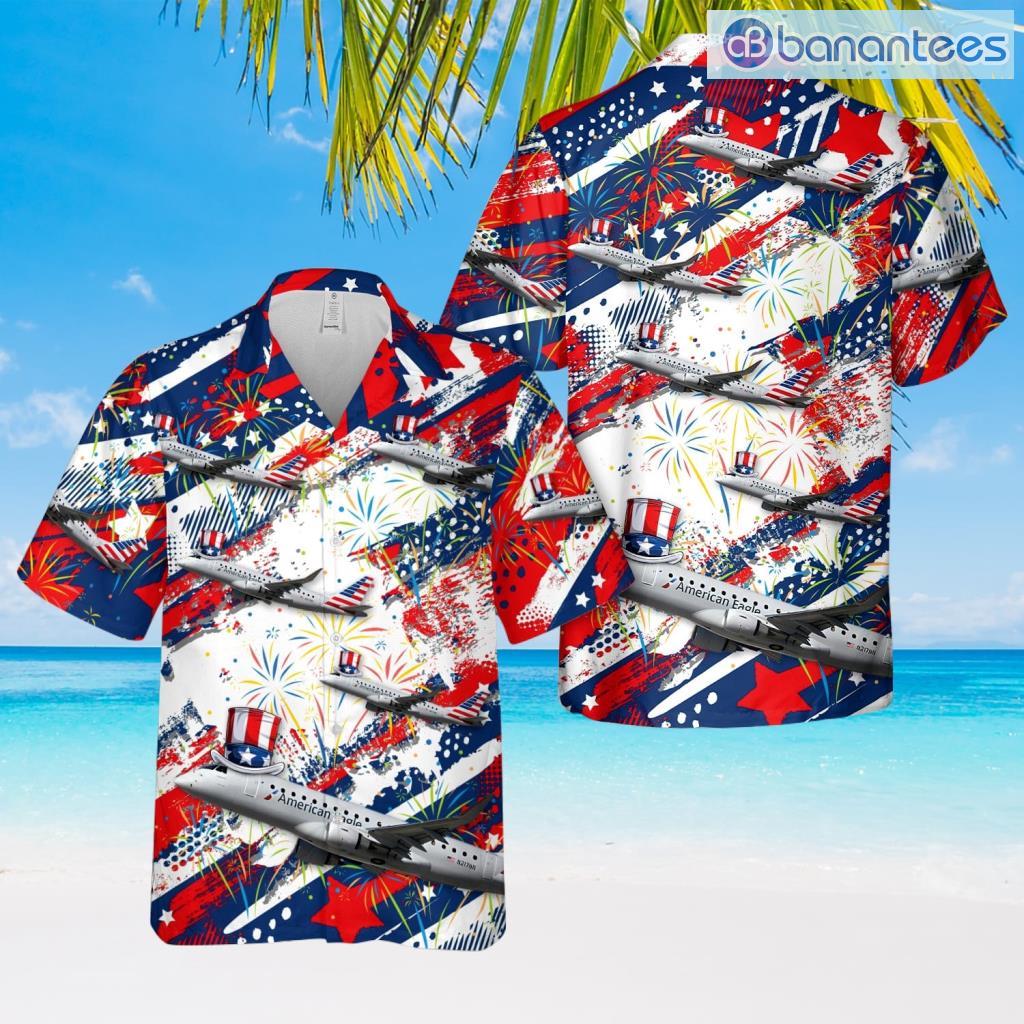 embraer 175 e175 envoy air 4th of july hawaiian shirt summer fashion image Embraer 175 (E175) Envoy Air, 4th Of July Hawaiian Shirt Summer Fashion Product Photo 1