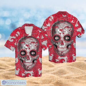 NFL Kansas City Chiefs Logo Design Skull Tropical Halloween Shirt Hawaiian 3D Shirt Product Photo 1