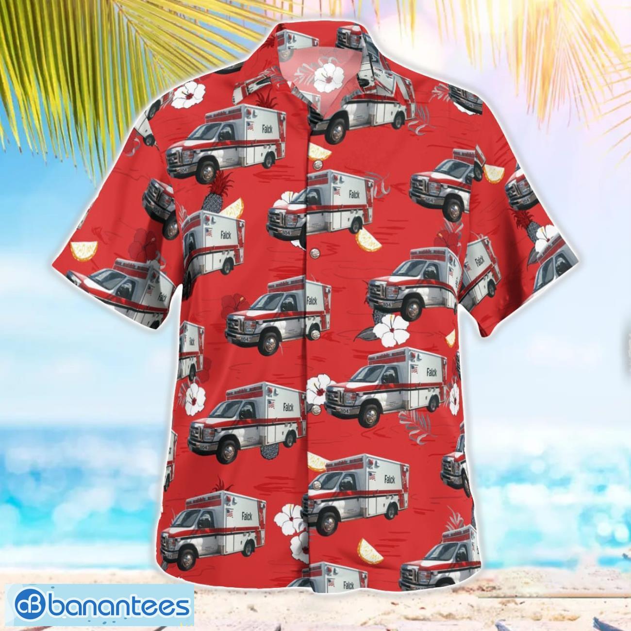 Falck USA EMS San Diego, California Hawaiian Shirt Button Summer Shirt Falck USA EMS San Diego, California Hawaiian Shirt Button Summer Shirt Product Photo 2