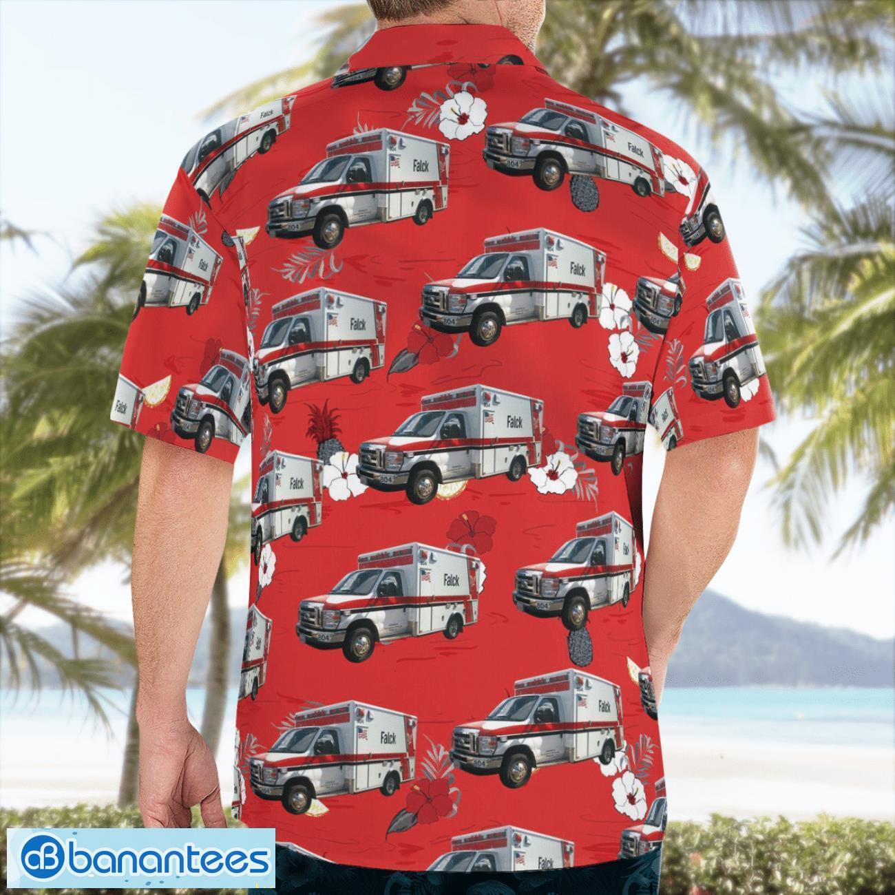 Falck USA EMS San Diego, California Hawaiian Shirt Button Summer Shirt Falck USA EMS San Diego, California Hawaiian Shirt Button Summer Shirt Product Photo 4