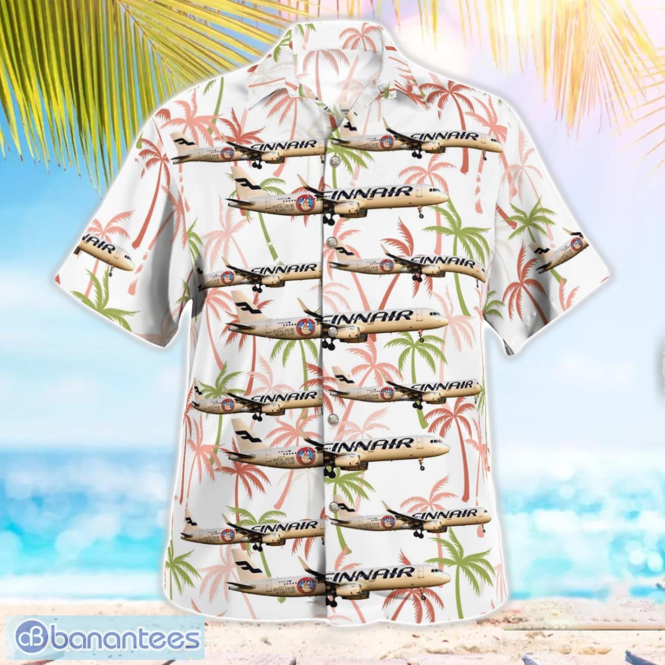 finland finnair a321 santa claus christmas aloha hawaiian shirt 2 image Finland, Finnair A321 Santa Claus Christmas Aloha Hawaiian Shirt Product Photo 3
