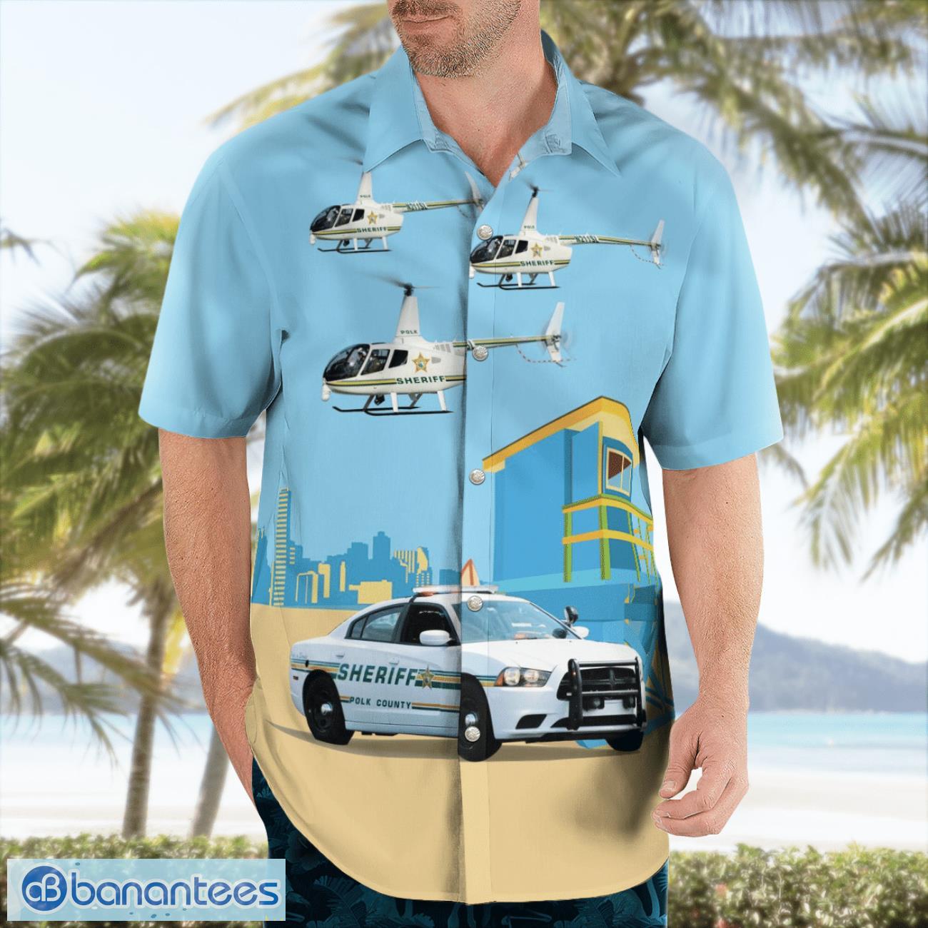 florida polk county sheriffs office car and robinson r66 police helicopter aloha hawaiian shirt 2 image Florida, Polk County Sheriff's Office Car And Robinson R66 Police Helicopter Aloha Hawaiian Shirt Product Photo