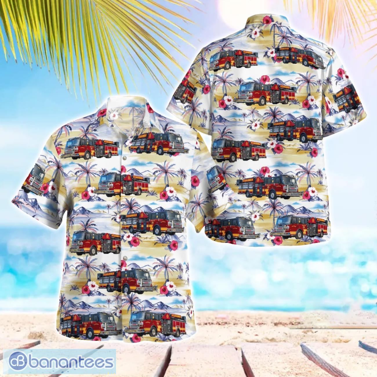 flossmoor fire department illinois beach hawaiian shirt gift for summer holiday image Flossmoor Fire Department, Illinois Beach Hawaiian Shirt Gift For Summer Holiday Product Photo 1