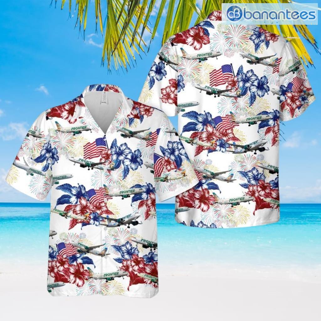 frontier airlines 4th of july hawaiian shirt summer fashion image Frontier Airlines 4th Of July Hawaiian Shirt Summer Fashion Product Photo 1