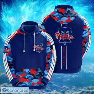 MLB Philadelphia Phillies Logo Design Blue Camo Hoodie Full Print Hoodie Product Photo 1
