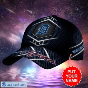 MLB Detroit Tigers Logo Design Gifts Black Cap Custom Name Cap Product Photo 2