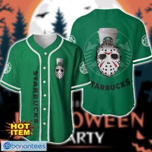 Starbucks Horror Face Baseball Jersey Shirt Halloween Gift Product Photo 1