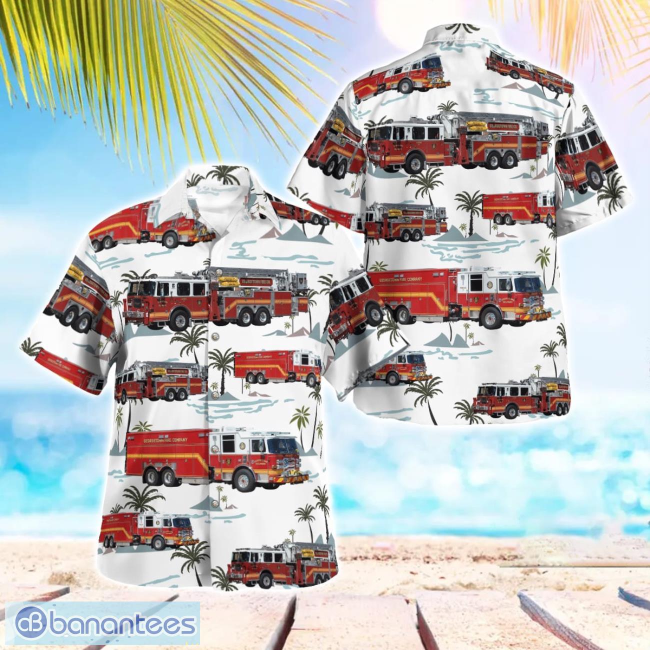 georgetown fire company hawaiian shirt beach summer shirt image Georgetown Fire Company Hawaiian Shirt Beach Summer Shirt Product Photo 1