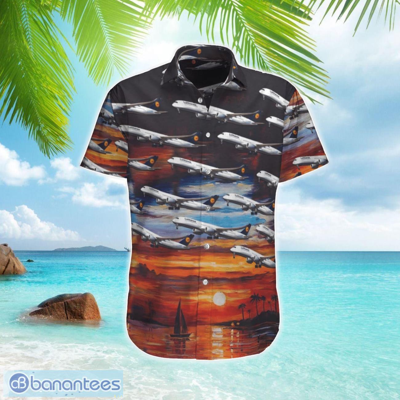 german airline lufthansa airbus a350 941 hawaiian shirt gift for summer vacation image German Airline Lufthansa Airbus A350-941 Hawaiian Shirt Gift For Summer Vacation Product Photo 1