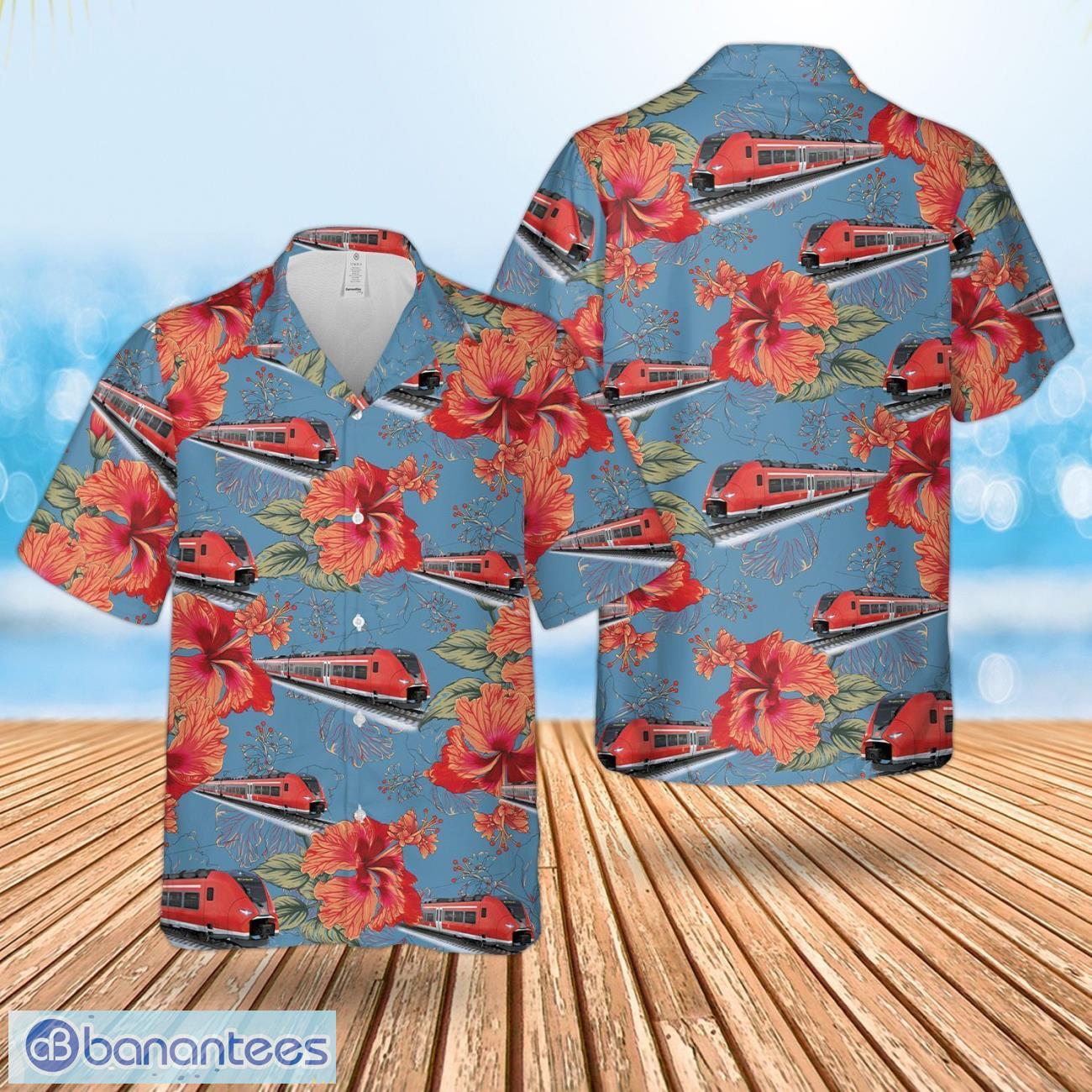 german deutsche bahn hawaiian shirt beach summer shirt image German Deutsche Bahn Hawaiian Shirt Beach Summer Shirt Product Photo 1