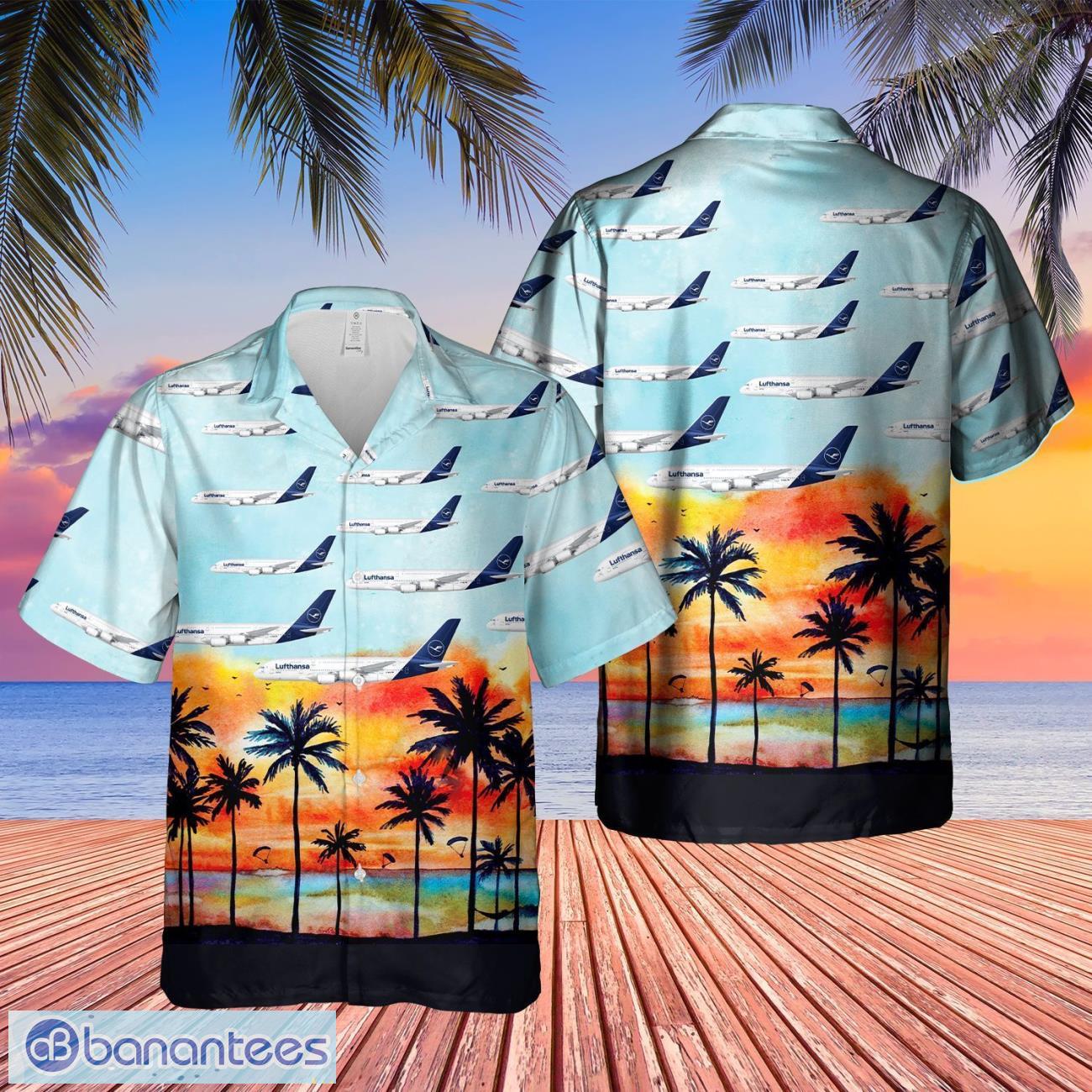german lufthansa plane hawaiian shirt gift for summer vacation image German Lufthansa Plane Hawaiian Shirt Gift For Summer Vacation Product Photo 1