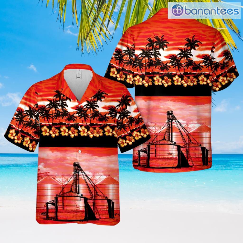 grain bin sunset tropical hawaiian shirt summer fashion image Grain Bin Sunset Tropical Hawaiian Shirt Summer Fashion Product Photo 1