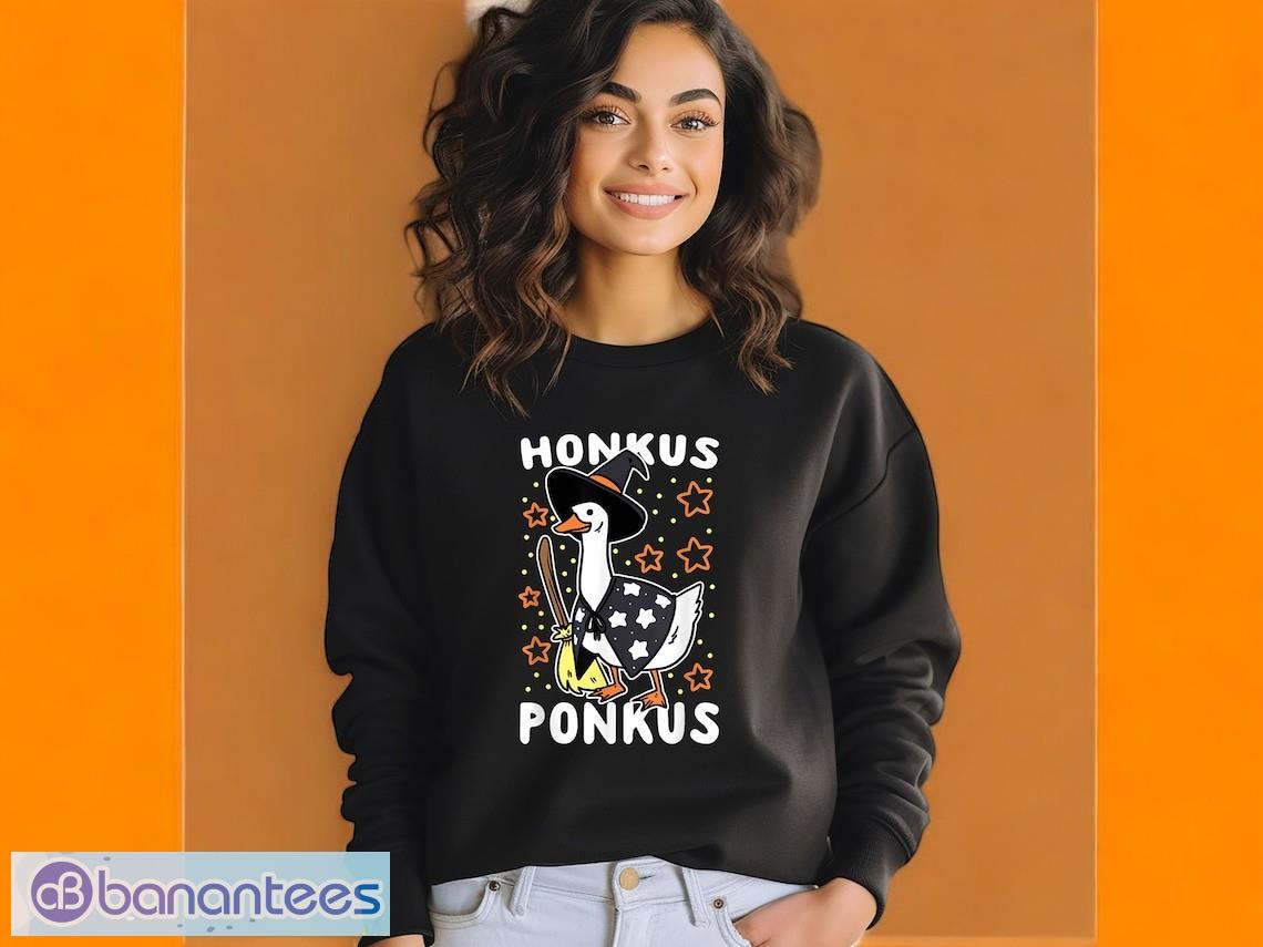 halloween witch goose sweatshirt honkus ponkus shirt halloween shirt 1 image Halloween Witch Goose Sweatshirt, Honkus Ponkus Shirt, Halloween Shirt, Product Photo 2