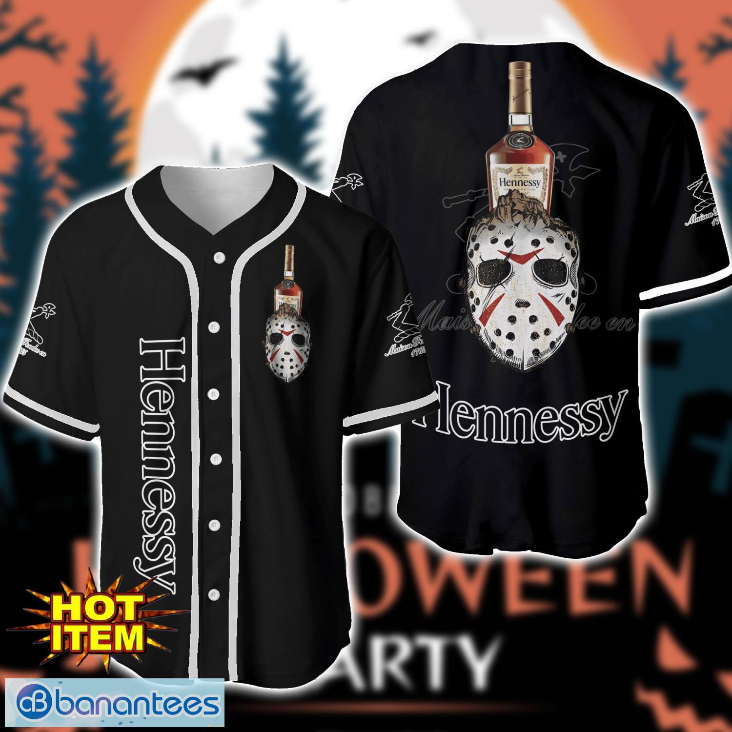 hennessy cognac horror face baseball jersey shirt halloween gift image Hennessy Cognac Horror Face Baseball Jersey Shirt Halloween Gift Product Photo 1