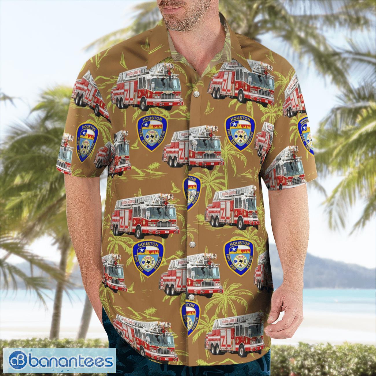 houston fire department hfd aerial ladder hawaiian shirt gift for summer vacation 2 image Houston Fire Department HFD Aerial Ladder Hawaiian Shirt Gift For Summer Vacation Product Photo 3