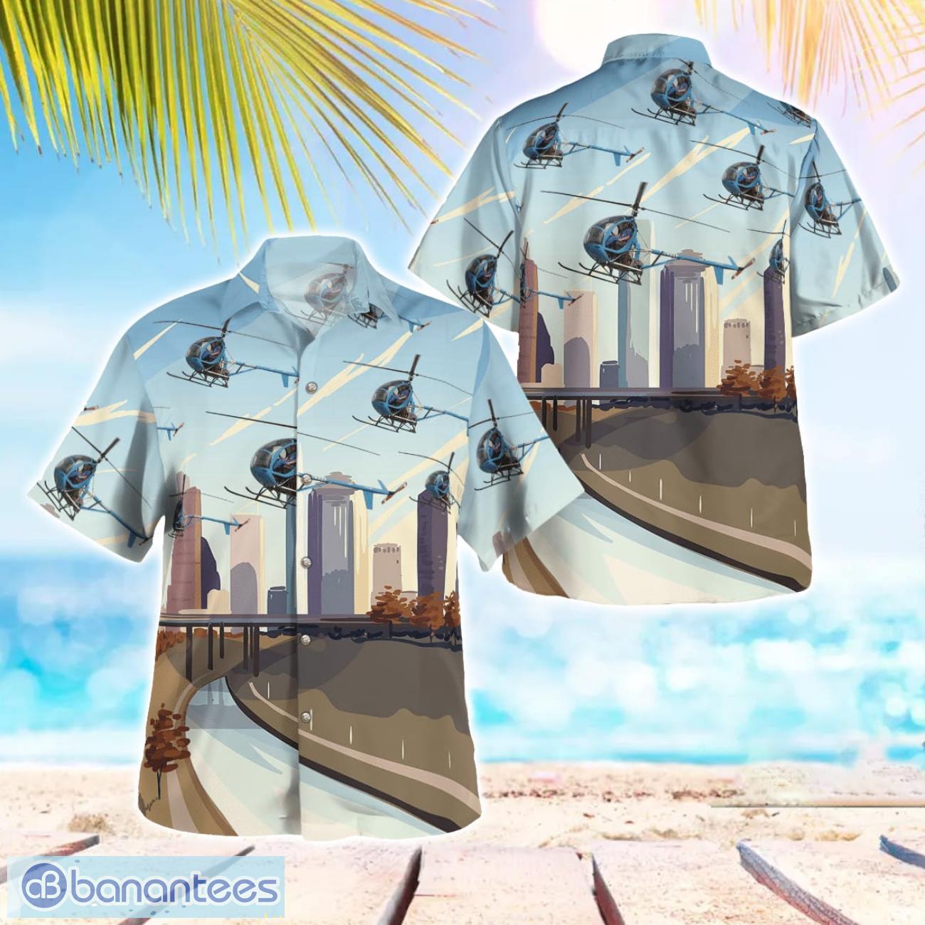 hughes 269c n7492f houston police department helicopter hawaiian shirt beach summer shirt image Hughes 269C - N7492F Houston Police Department Helicopter Hawaiian Shirt Beach Summer Shirt Product Photo 1