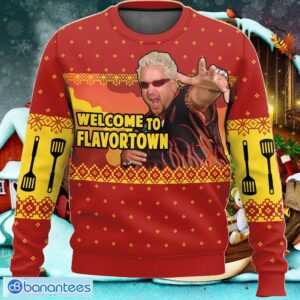 Guy Fieri Welcome To Flavortown Knitted Xmas Sweater Gift For Men And Women - Guy Fieri Welcome To Flavortown Ugly Sweater_ 1
