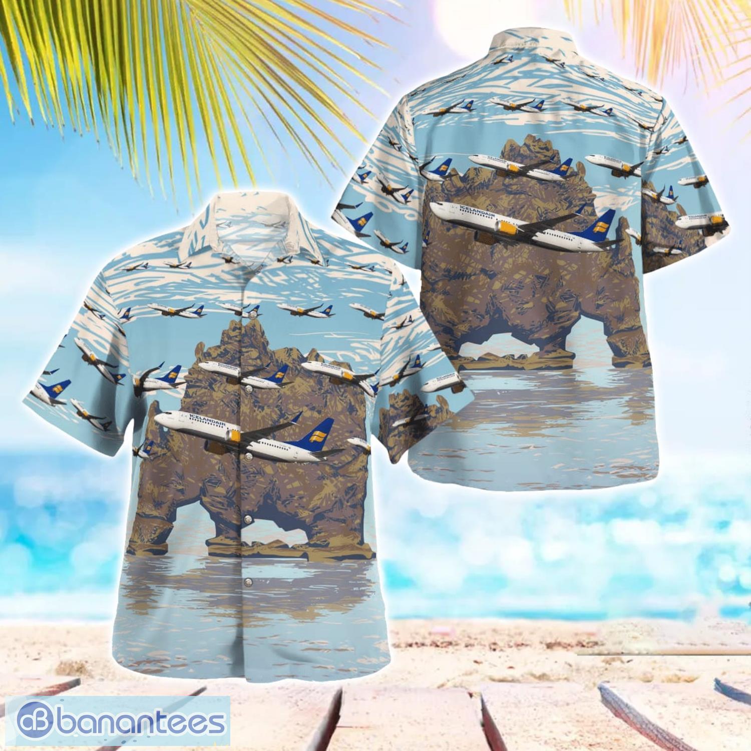 icelandair boeing 737 max 8 summer hawaiian shirt for men women image Icelandair Boeing 737 MAX 8 Summer Hawaiian Shirt For Men Women Product Photo 1