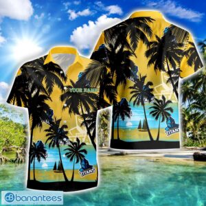 Gold Coast Titans NRL Hawaiian Shirt And Shorts Personalized Name Coconut Tree Pattern Beach Shirt Product Photo 2