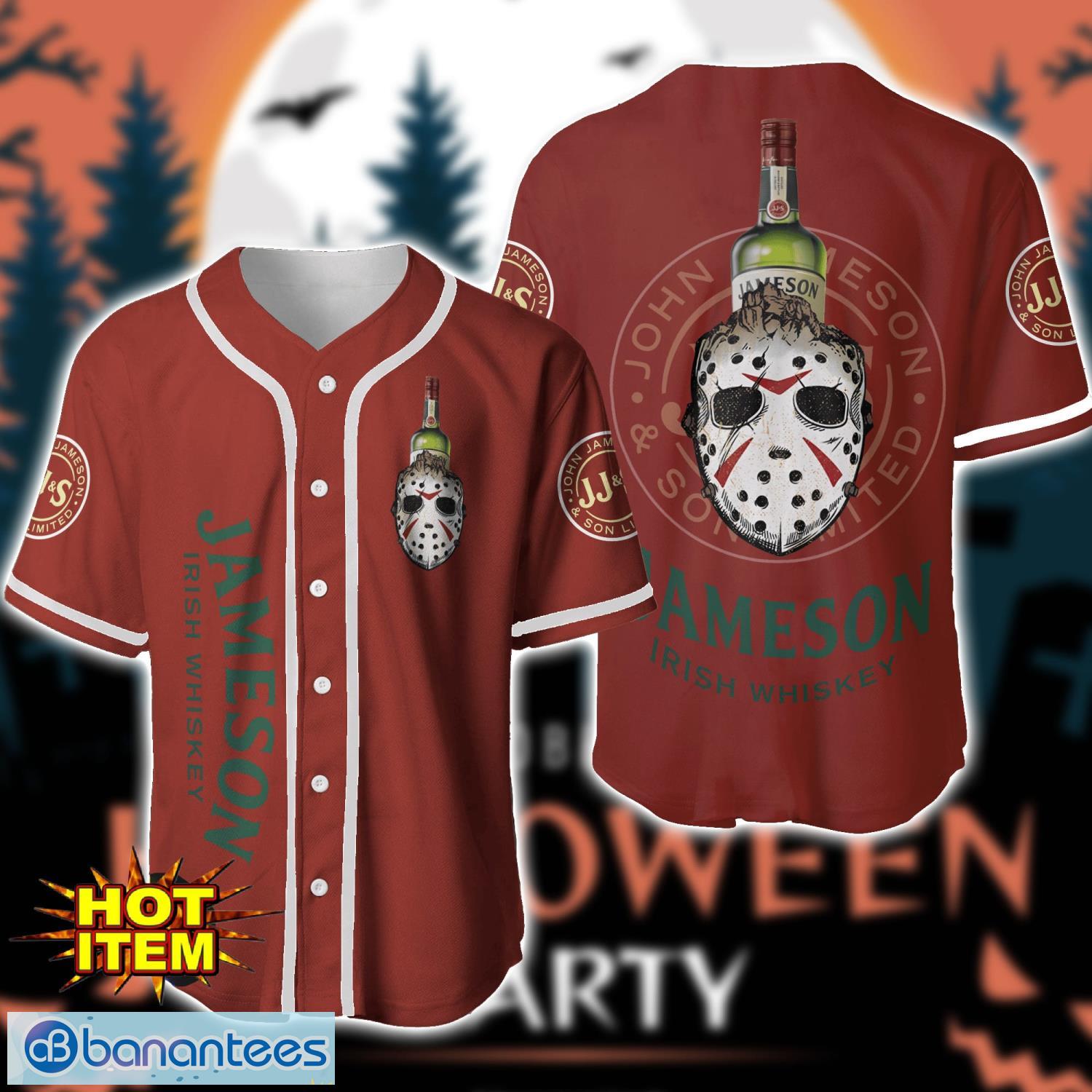 jameson irish whiskey horror face baseball jersey shirt halloween gift image Jameson Irish Whiskey Horror Face Baseball Jersey Shirt Halloween Gift Product Photo 1